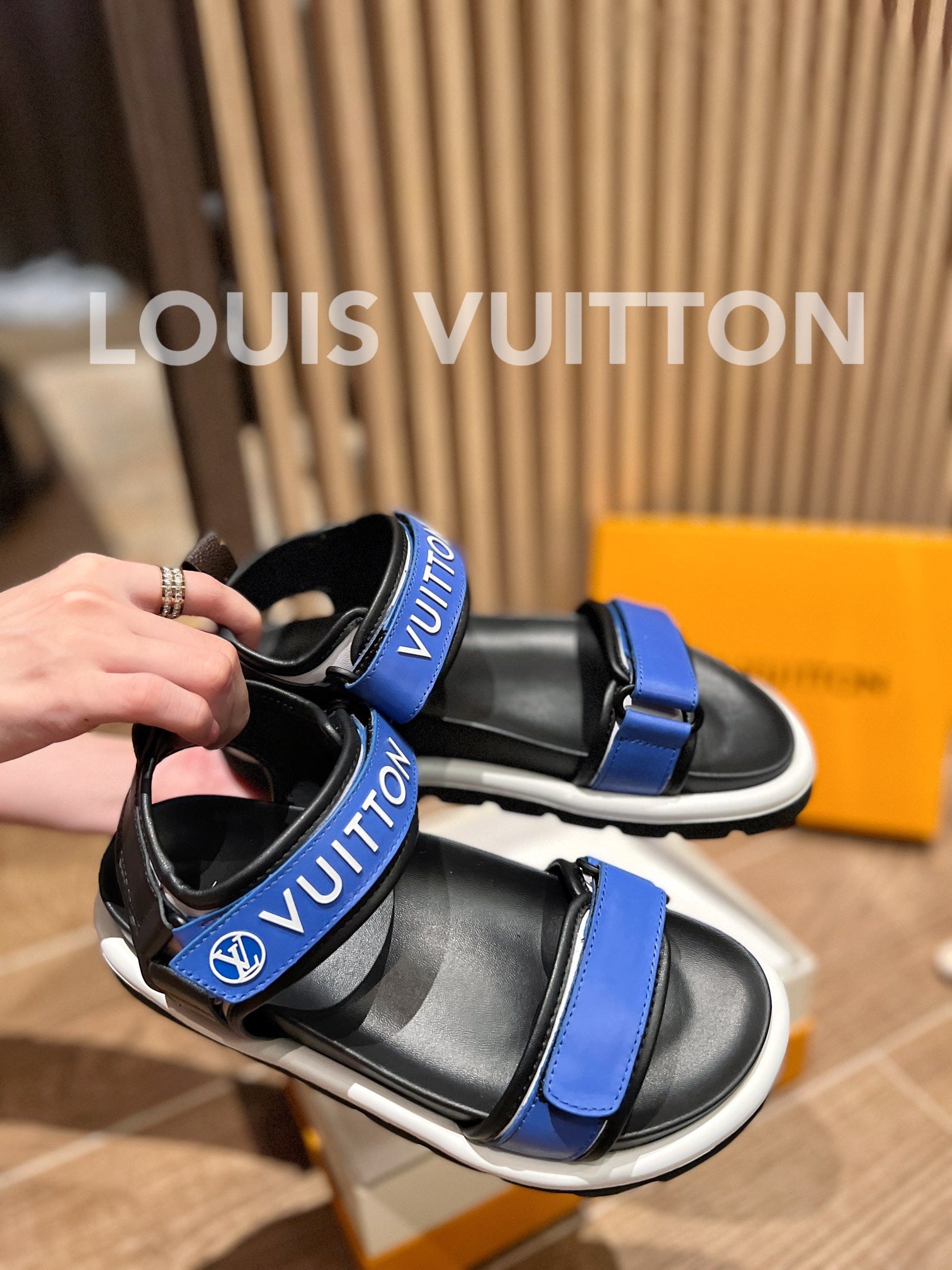 LOUIS VUITTON Calfskin Monogram Pool Pillow Flat Comfort Sandals 38 Blue  1215690